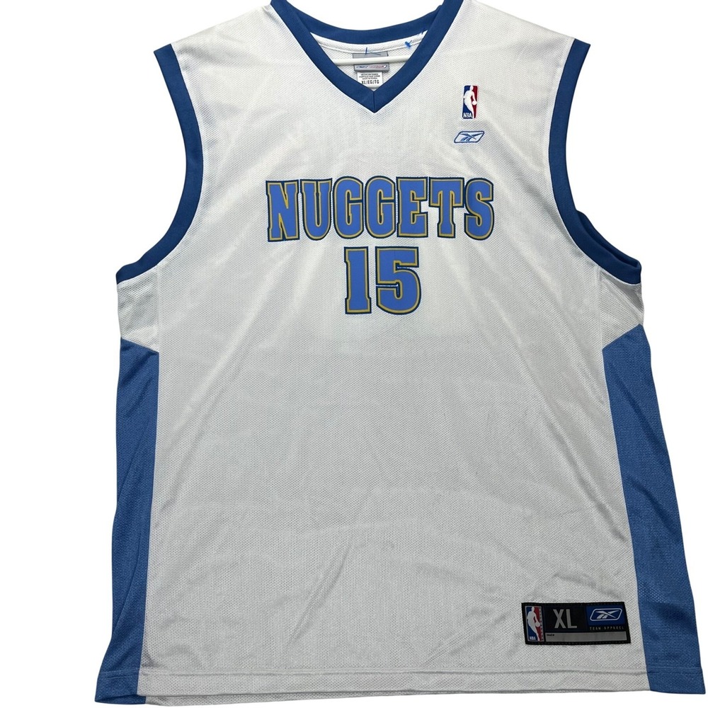 Reebok Denver Nuggets Jersey Carmelo Anthony 15 Mens XL White Mesh NBABasketball